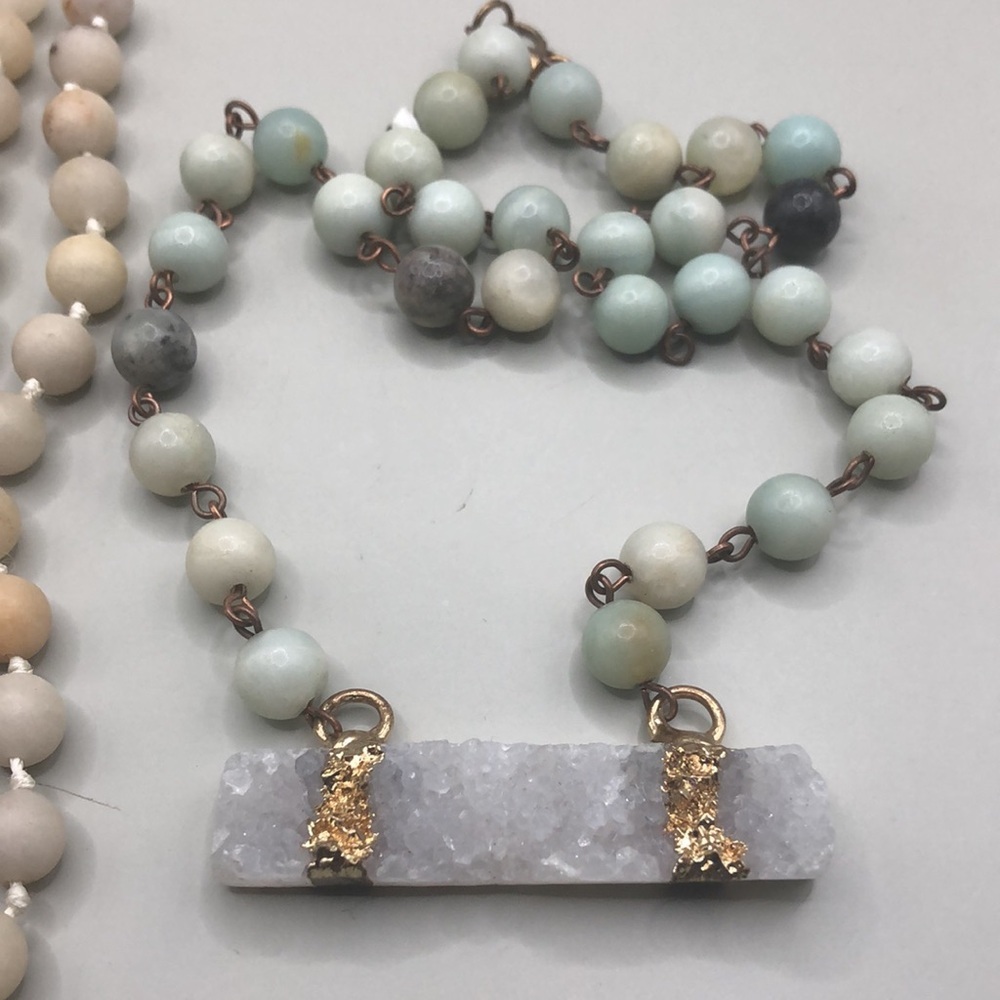 Curated Bundle Stone Gemstone Beaded Layered Fest… - image 5